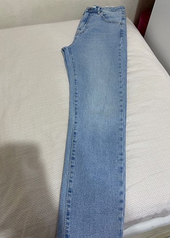Pastel Mavi Midi Kesim Kadın Denim Pantolon - Görsel 4