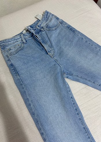 Pastel Mavi Midi Kesim Kadın Denim Pantolon - Görsel 10