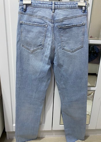 Pastel Mavi Midi Kesim Kadın Denim Pantolon - Görsel 3
