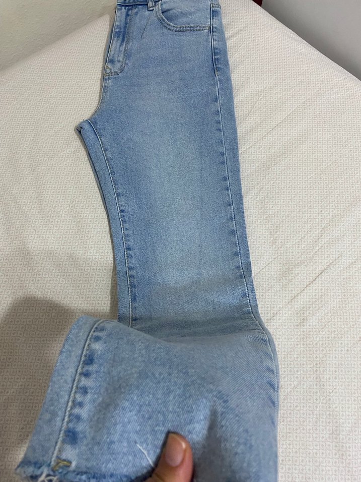 Pastel Mavi Midi Kesim Kadın Denim Pantolon - Görsel 5