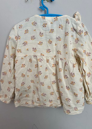Kız Çocuk Bej Pamuklu Fırfırlı gömlek Bluz - Görsel 2