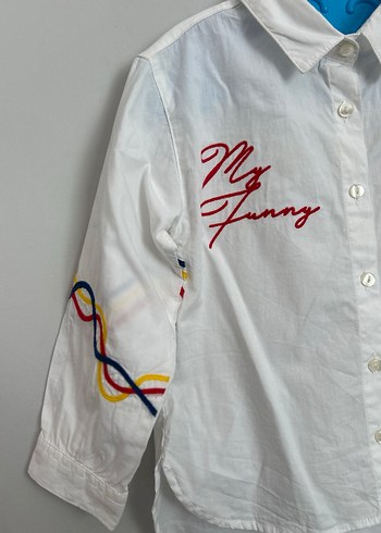 Renkli Baskılı Pamuklu Düğmeli Uzun Kollu kız çocuk Gömlek - Görsel 2