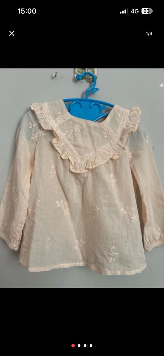 Kızlar için uzun kollu işlemeli gömlek - Görsel 4