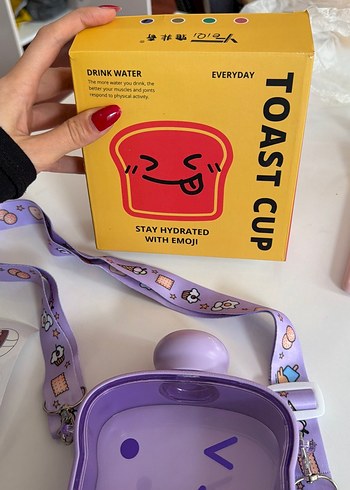 Mor Pastel Emoji Desenli Çocuk Termos Şişesi - Görsel 4