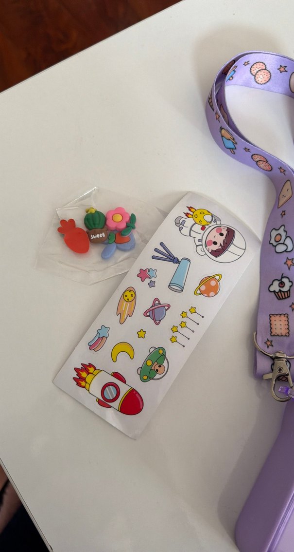 Mor Pastel Emoji Desenli Çocuk Termos Şişesi - Görsel 3