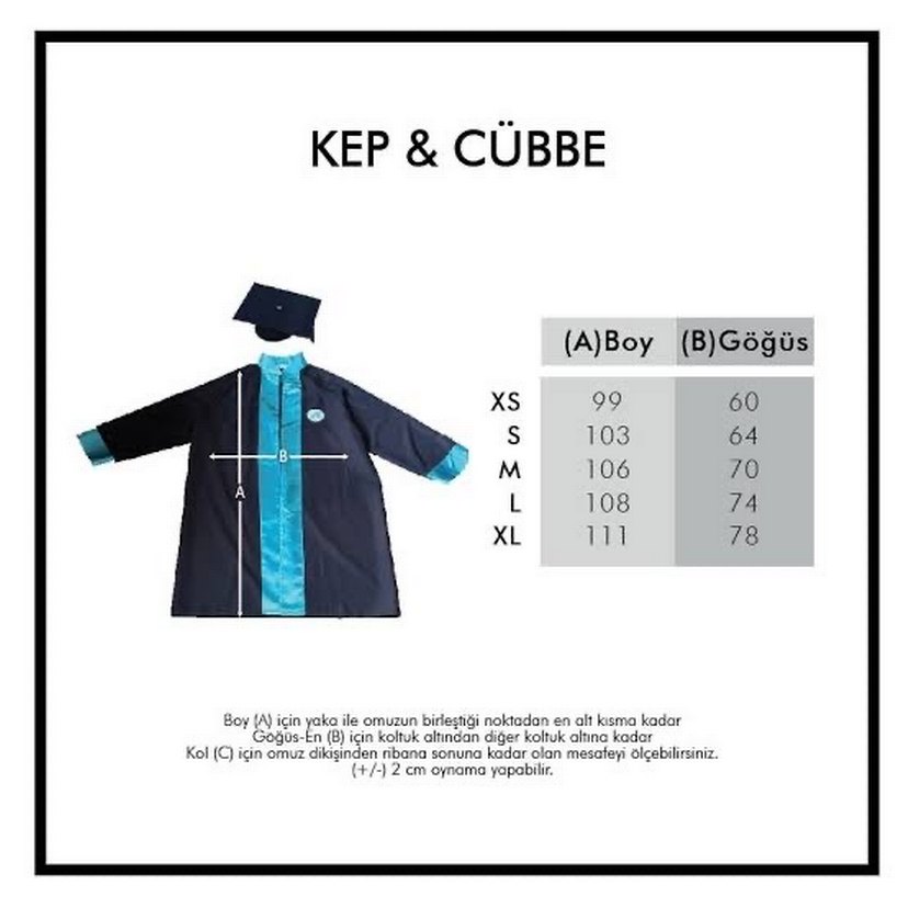 Uzun Kollu Mavi Saten Şeritli Mezuniyet Cübbesi - Görsel 2