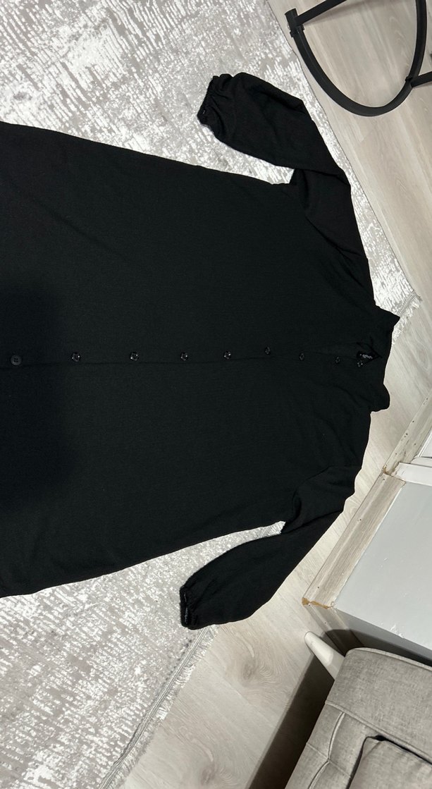 Düğmeli Siyah Uzun Kollu tunik - Görsel 2