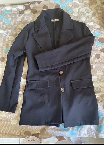 Düğmeli Siyah Kadın Blazer Ceket