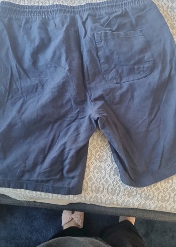 Erkek Mavi Keten Rahat Kesim Şort - Görsel 4