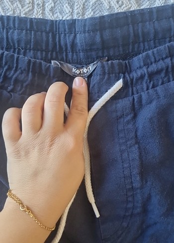 Erkek Mavi Keten Rahat Kesim Şort - Görsel 2