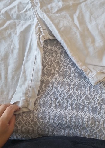 Erkek Bej Keten Mini Şort - Görsel 3