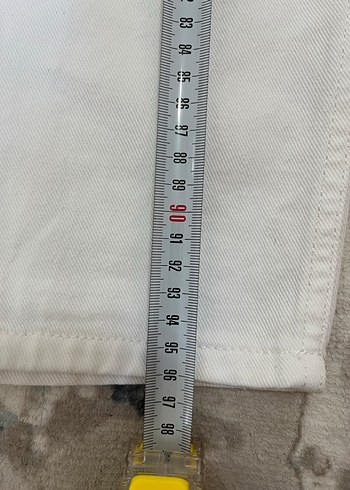 36 Beden Kadın Beyaz Loose Fit Midi Kot Pantolon