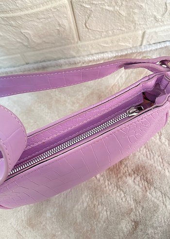 Mor Yılan Desenli Kadın Deri Çanta - Görsel 5