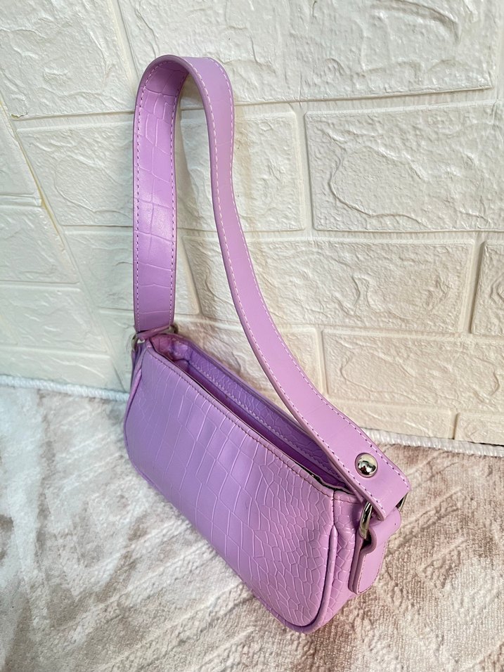 Mor Yılan Desenli Kadın Deri Çanta - Görsel 4
