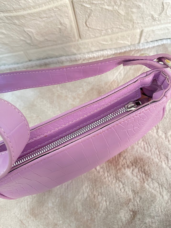 Mor Yılan Desenli Kadın Deri Çanta - Görsel 5