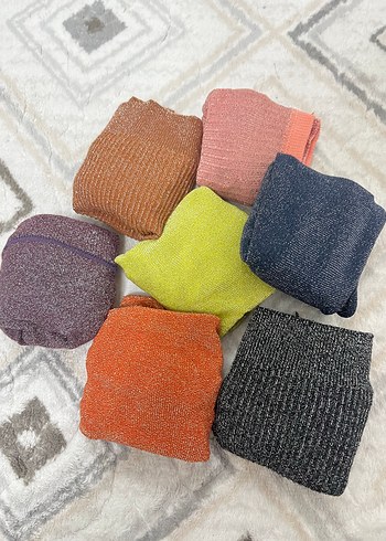 Kadın simli Renkli Keten Çorap - Görsel 5