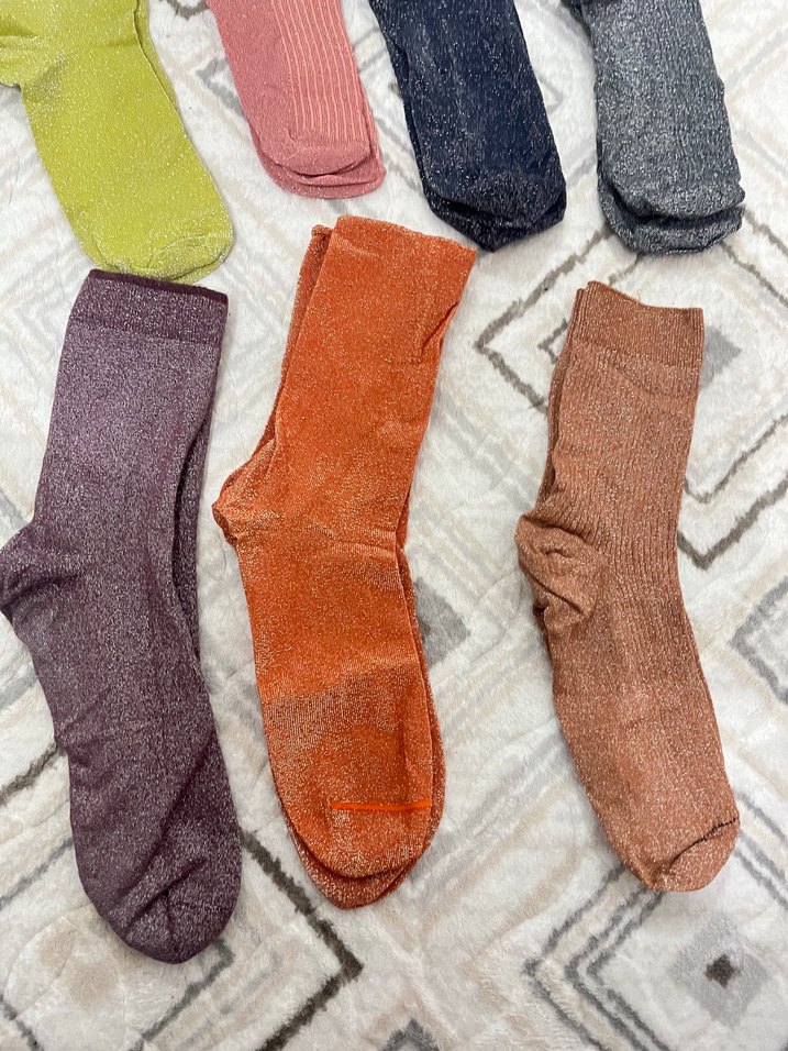 Kadın simli Renkli Keten Çorap - Görsel 4