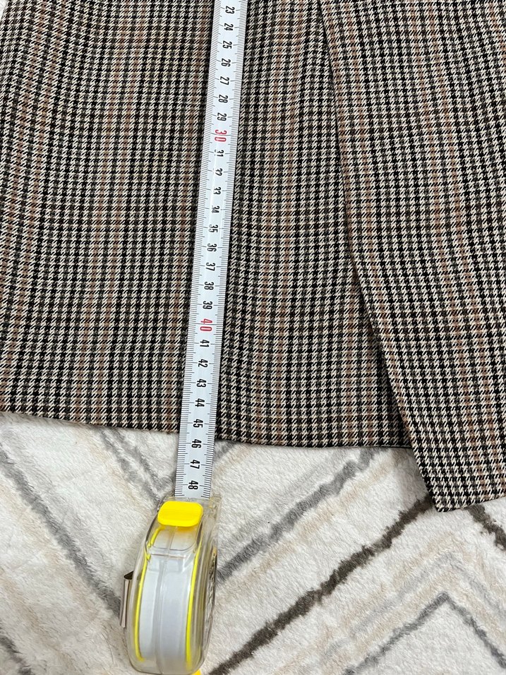 Düğmeli Kahverengi Ekose Mini Etek - Görsel 2