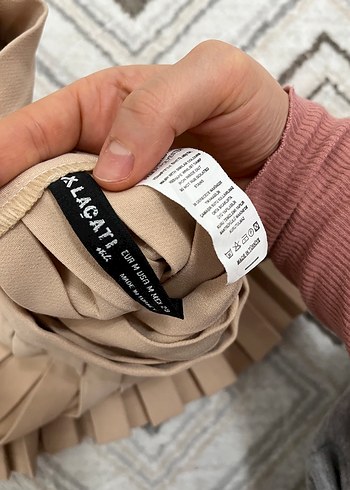 Pliseli camel mini etek - Görsel 5