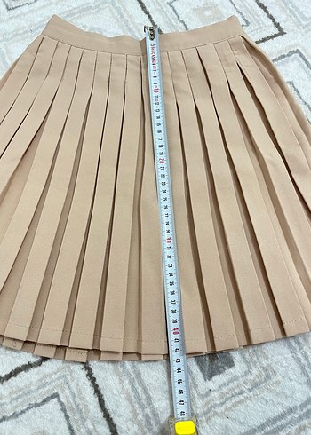 Pliseli camel mini etek - Görsel 3