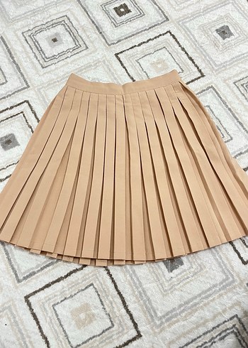 Pliseli camel mini etek - Görsel 2