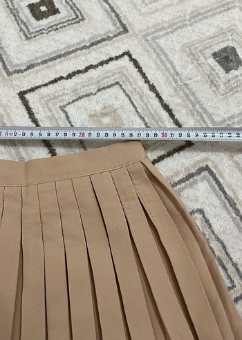 Pliseli camel mini etek - Görsel 4