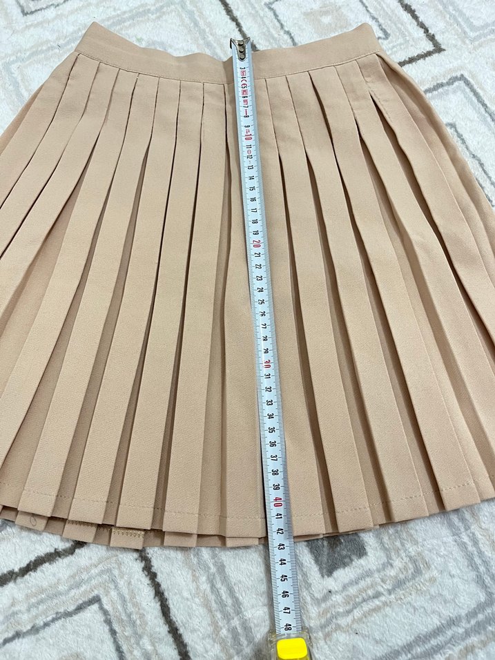 Pliseli camel mini etek - Görsel 3