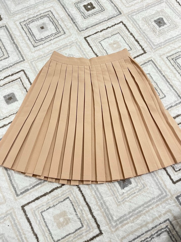 Pliseli camel mini etek - Görsel 2