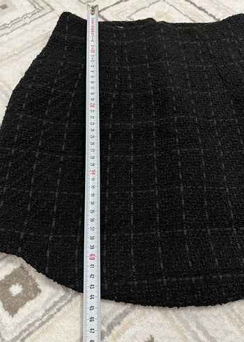 Siyah Kareli Örgü Mini Etek - Görsel 4