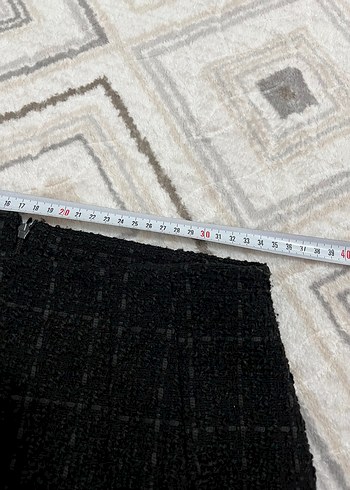 Siyah Kareli Örgü Mini Etek - Görsel 5