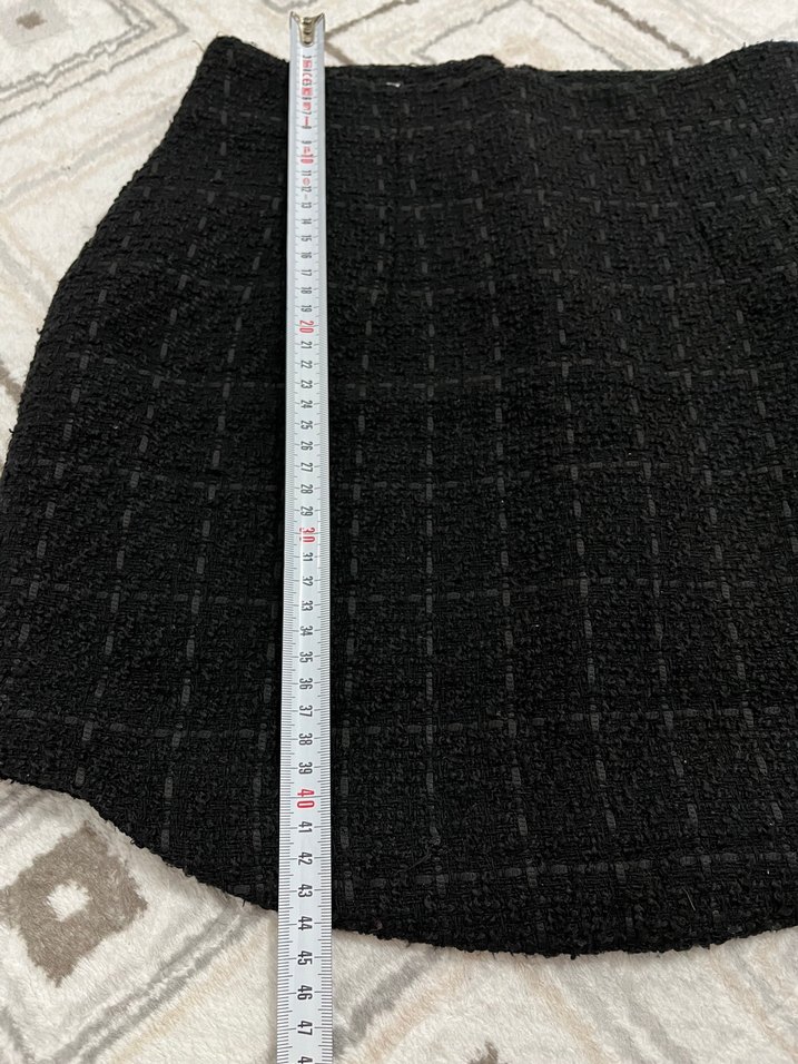 Siyah Kareli Örgü Mini Etek - Görsel 4