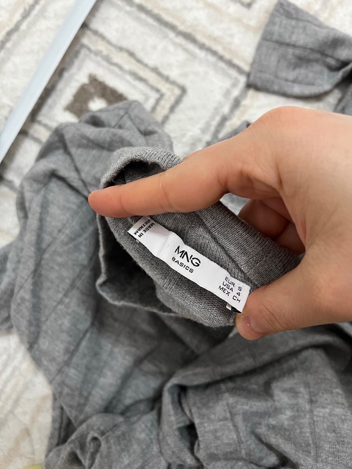 Gri Uzun Kollu Triko Kadın Elbise - Görsel 5