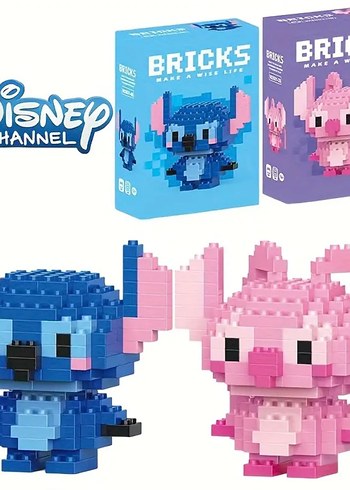 Renkli Disney Lego - Stitch ve Angel Figürleri