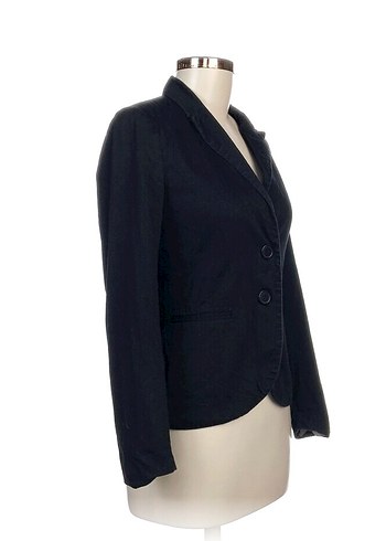 Siyah Kadın Keten Midi Blazer - Görsel 2