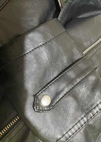 Siyah Deri Biker Ceket - Görsel 2