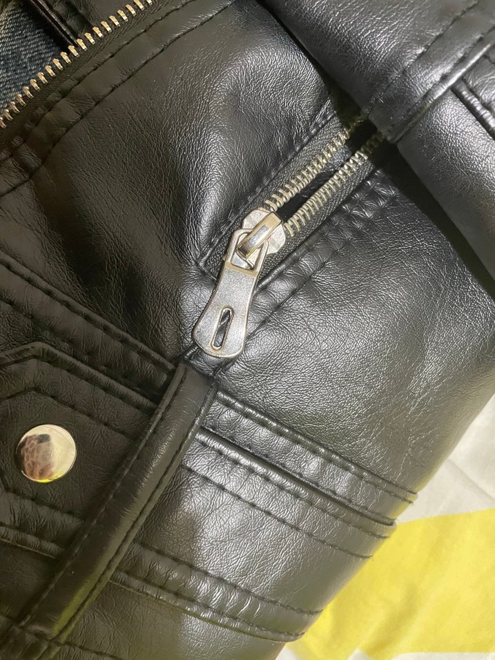 Siyah Deri Biker Ceket - Görsel 3