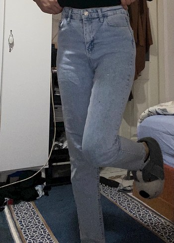 Diğer Acik Mavi Yuksek Bel Denim Jean