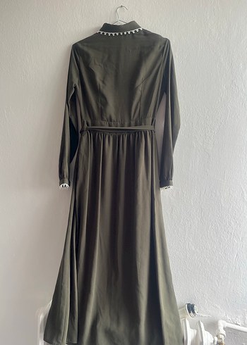 Nakışlı, Kuşaklı Kadın Uzun Elbise - Görsel 5