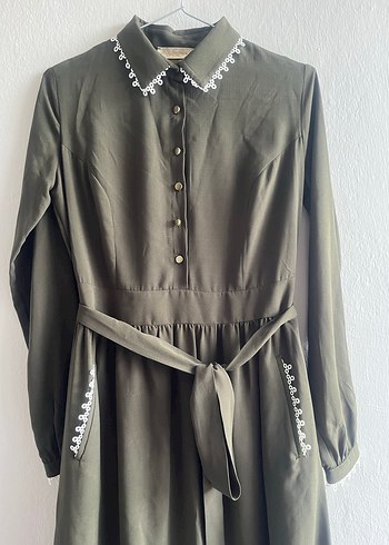 Nakışlı, Kuşaklı Kadın Uzun Elbise - Görsel 2