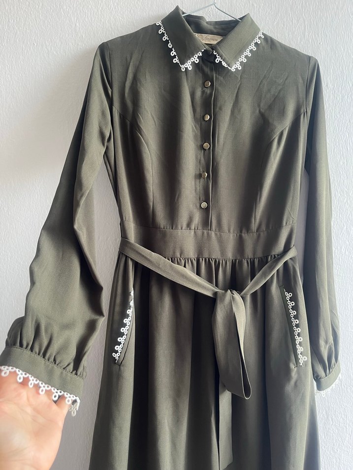 Nakışlı, Kuşaklı Kadın Uzun Elbise - Görsel 3