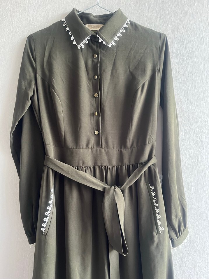 Nakışlı, Kuşaklı Kadın Uzun Elbise - Görsel 2