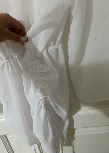 Beyaz Midi Bohem Kadın Elbise - Görsel 3