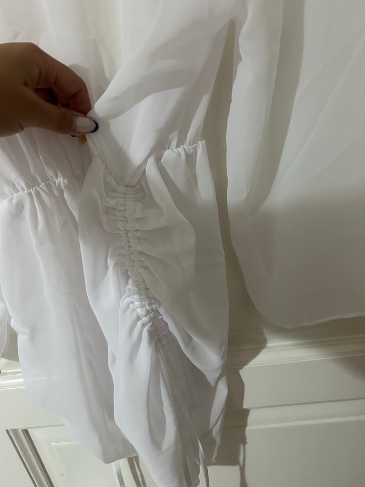 Beyaz Midi Bohem Kadın Elbise - Görsel 3