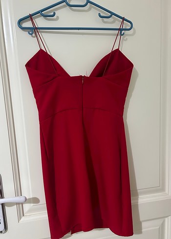 Kırmızı Drapeli İnce Askılı Midi Elbise - Görsel 4