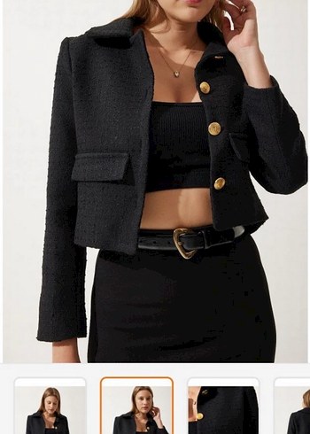 Siyah Mini Blazer Ceket - Görsel 4