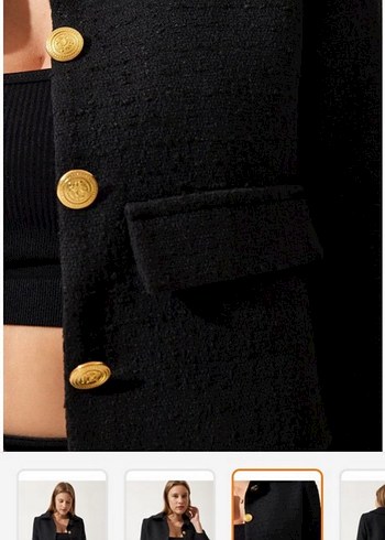 Siyah Mini Blazer Ceket - Görsel 3
