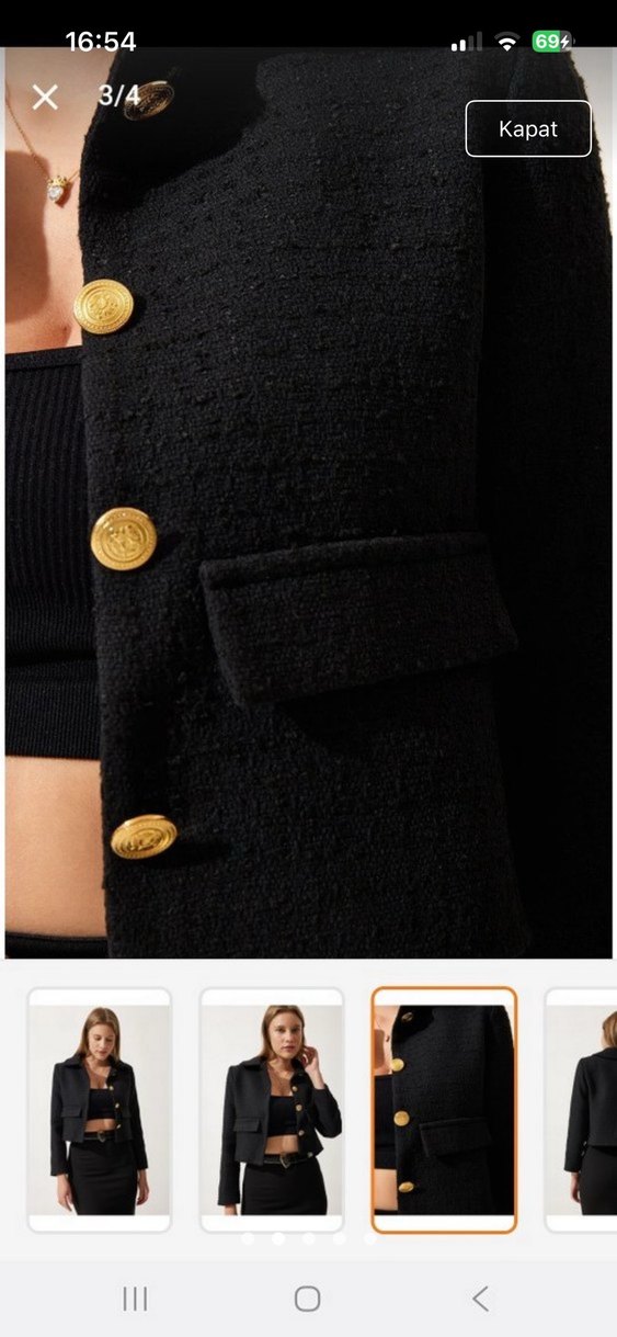 Siyah Mini Blazer Ceket - Görsel 3