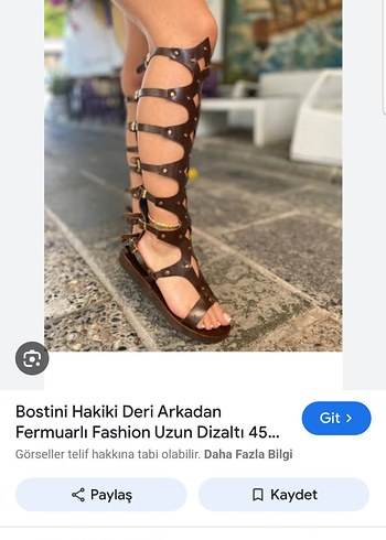 Bostini Hakiki Deri Uzun Dizaltı Sandalet 39 numara
