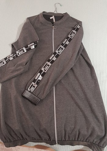 Gri Midi Spor Fermuarlı Ceket