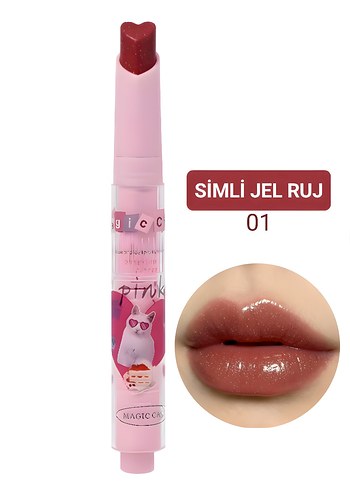 Kalp Uçlu Jel Ruj 01 Cam Parlak Görünüm - Görsel 2